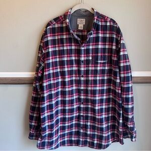 LL BEAN Slightly Fitted plaid cotton flannel camp shirt 294214